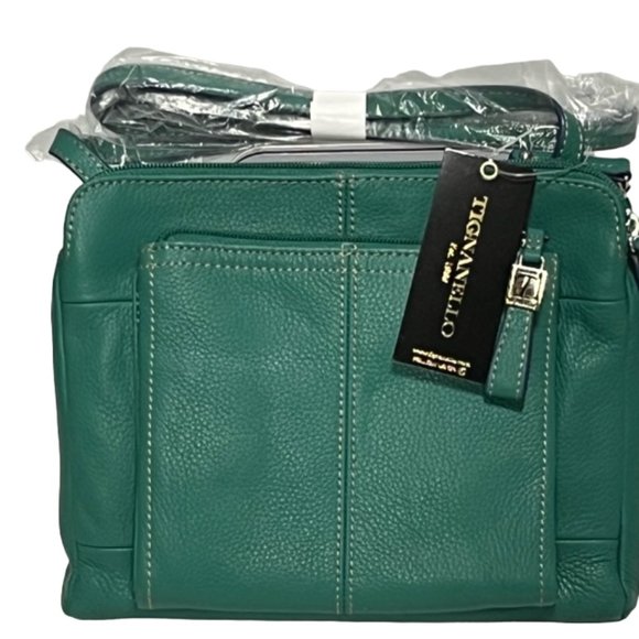 TIGNANELLO Green Leather Crossbody Bag NWT - Picture 2 of 15